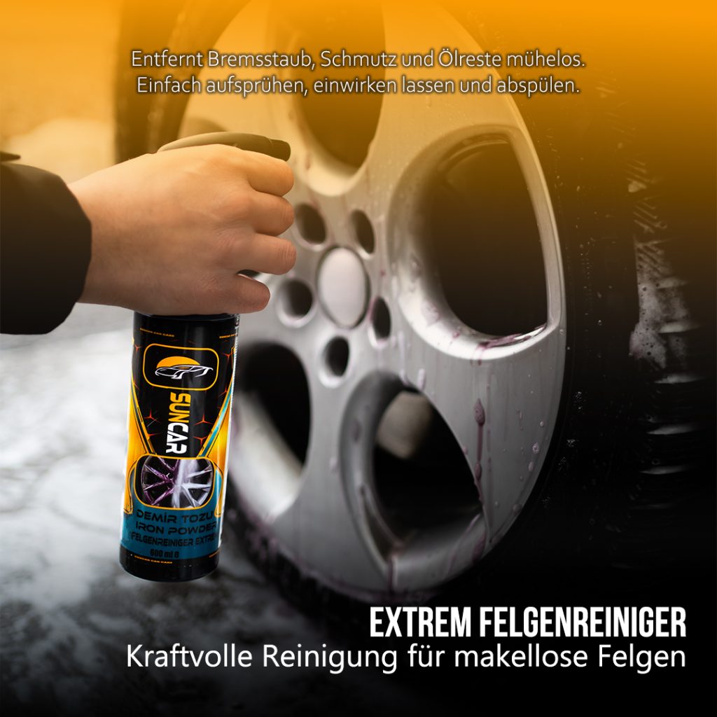 Sicherheit & Umwelt – Verantwortungsbewusster Umgang mit Felgenreinigern 5 Der SunCar Felgenreiniger Extrem ist die perfekte Lösung für alle, die ihre Felgen gründlich und schonend reinigen möchten.
