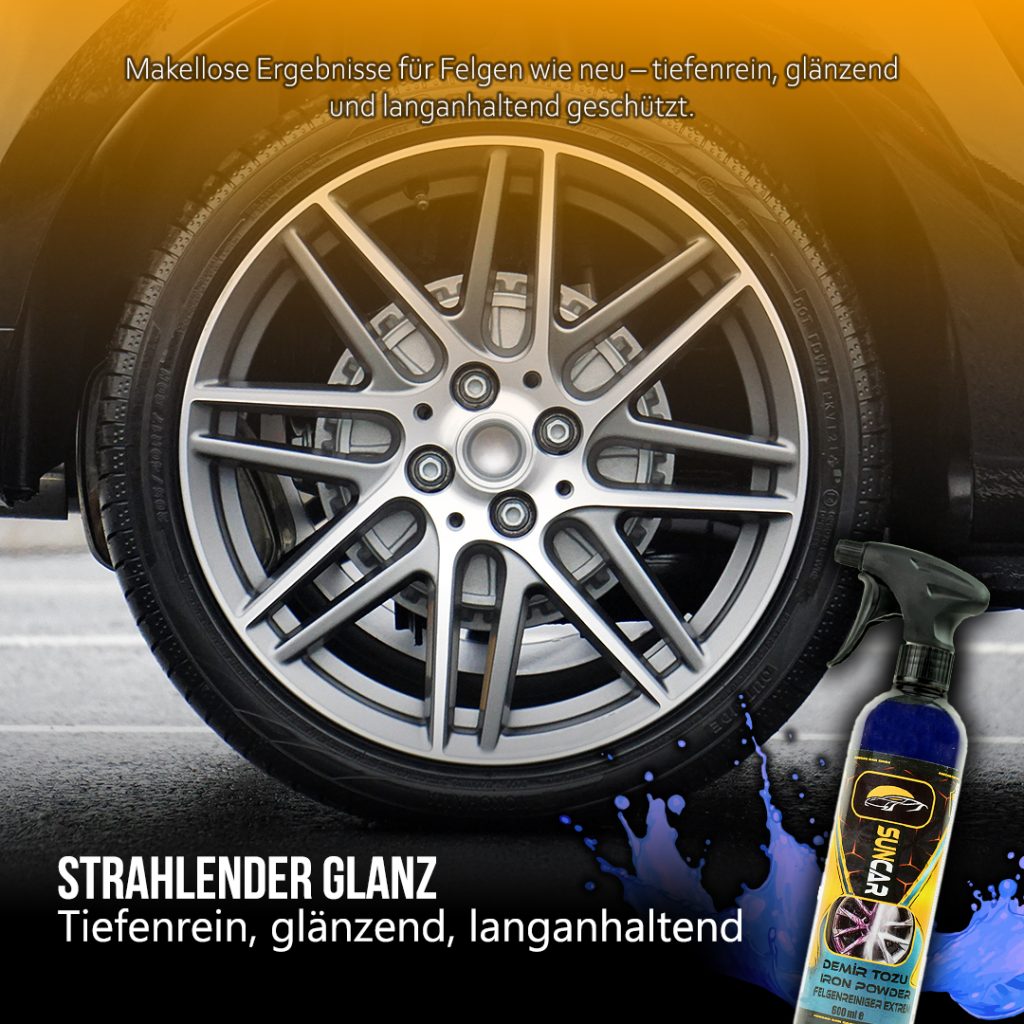Sicherheit & Umwelt – Verantwortungsbewusster Umgang mit Felgenreinigern 4 Der SunCar Felgenreiniger Extrem ist die perfekte Lösung für alle, die ihre Felgen gründlich und schonend reinigen möchten.