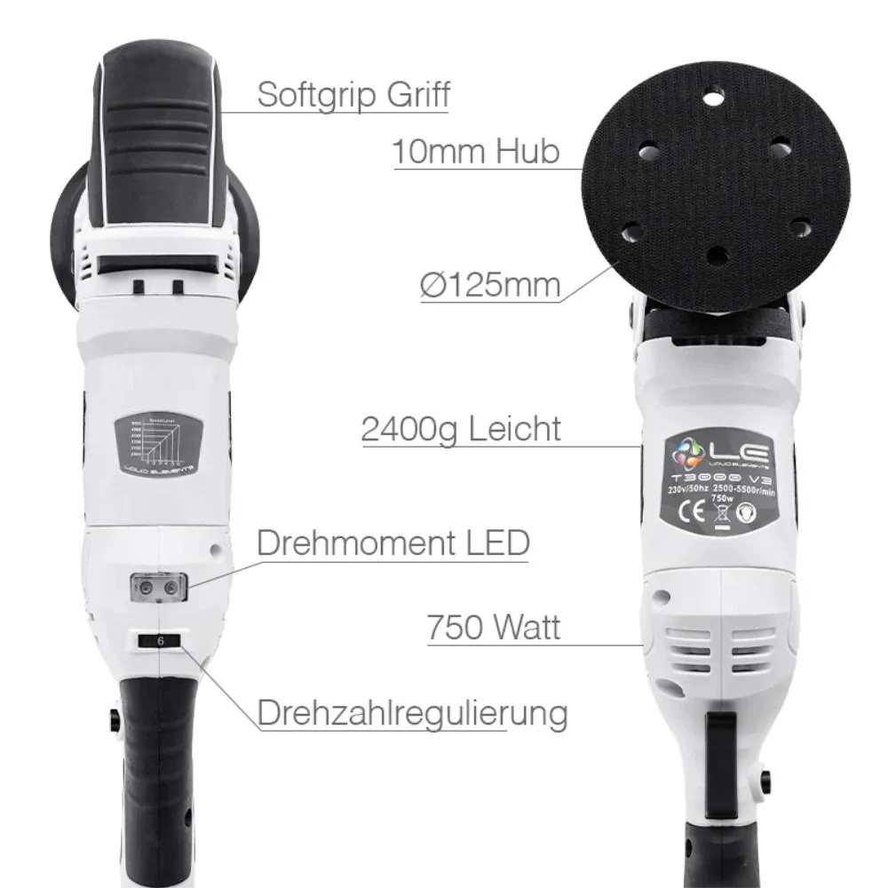 Liquid Elements - T3000 V3 - Exzenter Poliermaschine 10mm Hub 2 Liquid Elements - T3000 V3 - Exzenter Poliermaschine 10mm Hub