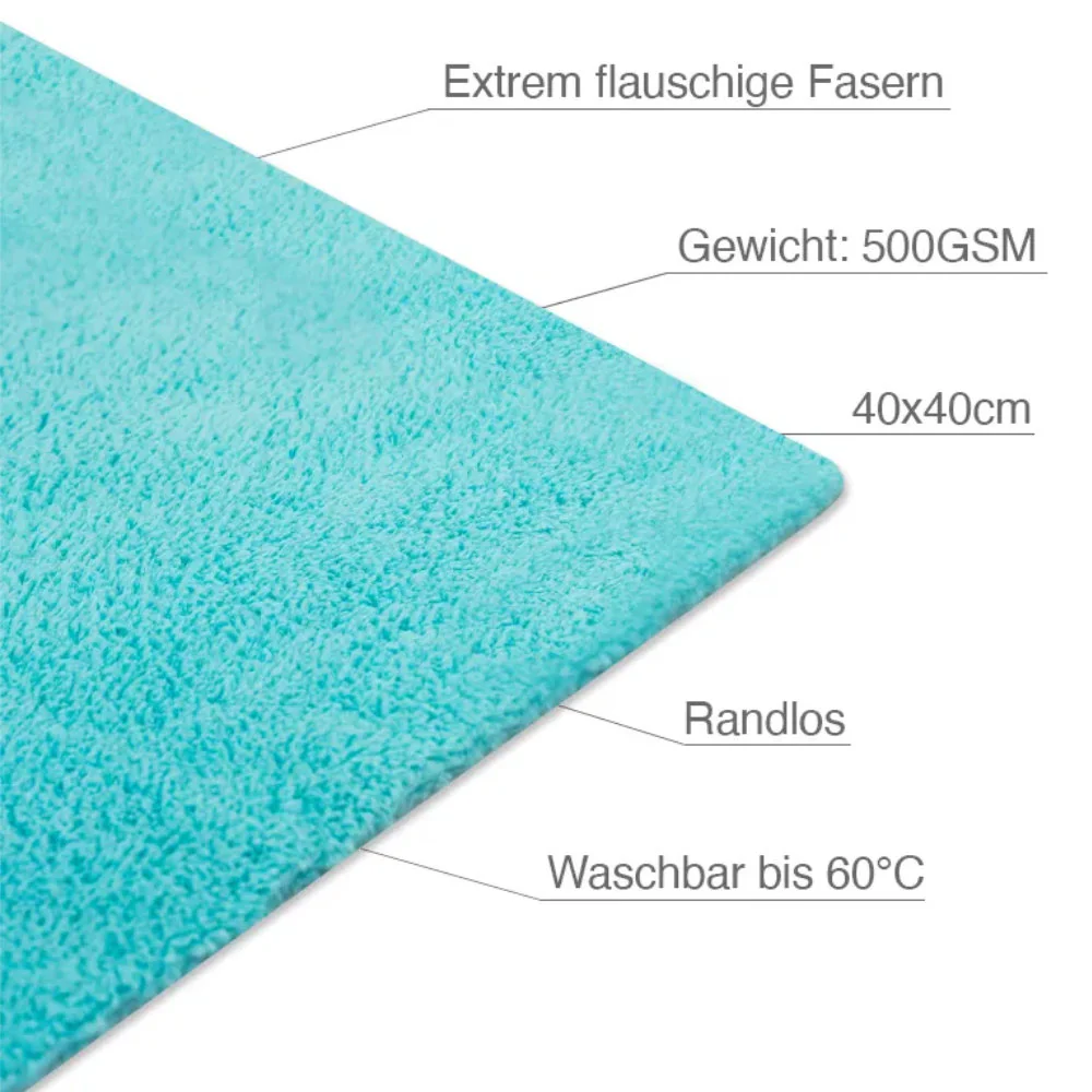 Liquid Elements - PEPPER MINT Mikrofasertuch ultrasoft randlos 40x40cm 500GSM 2 Liquid Elements - PEPPER MINT Mikrofasertuch ultrasoft randlos 40x40cm 500GSM
